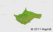 Satellite 3D Map of Berekum, single color outside
