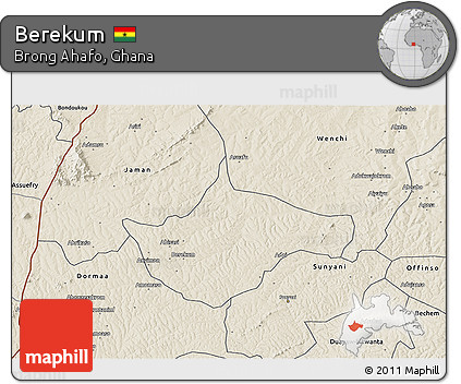 Shaded Relief 3D Map of Berekum
