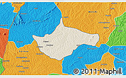 Shaded Relief 3D Map of Berekum, political outside