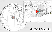 Blank Location Map of Berekum, highlighted country, highlighted parent region