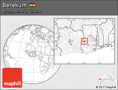 Blank Location Map of Berekum, highlighted parent region
