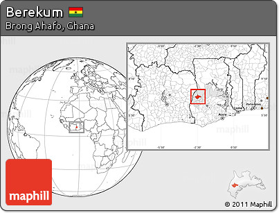 Blank Location Map of Berekum, highlighted parent region