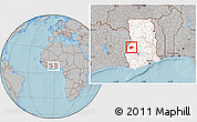 Gray Location Map of Berekum, highlighted country, within the entire country, hill shading