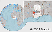 Gray Location Map of Berekum, highlighted country, highlighted parent region, within the entire country, hill shading