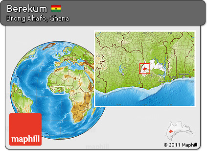 Physical Location Map of Berekum, highlighted parent region