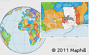 Political Location Map of Berekum, highlighted country, highlighted parent region