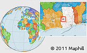 Political Location Map of Berekum, highlighted country
