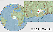 Savanna Style Location Map of Berekum, highlighted parent region, hill shading