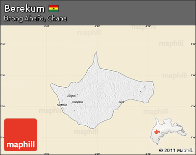 Classic Style Map of Berekum, single color outside