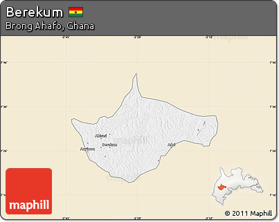 Classic Style Map of Berekum, single color outside