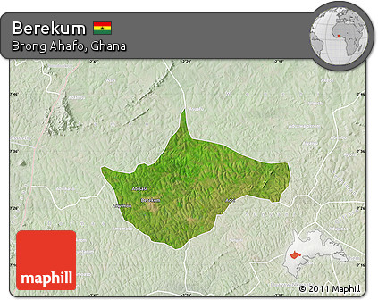 Satellite Map of Berekum, lighten