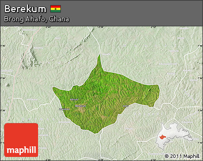 Satellite Map of Berekum, lighten