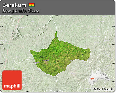 Satellite Map of Berekum, lighten