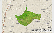 Satellite Map of Berekum, shaded relief outside