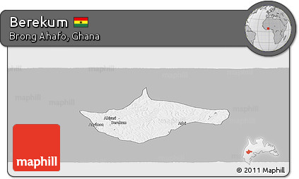 Gray Panoramic Map of Berekum, single color outside