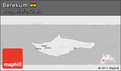 Gray Panoramic Map of Berekum, single color outside
