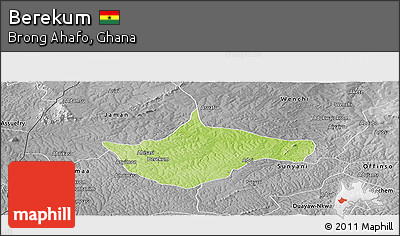 Physical Panoramic Map of Berekum, desaturated