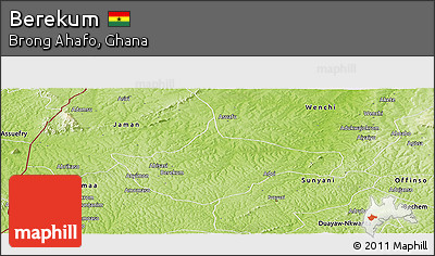 Physical Panoramic Map of Berekum
