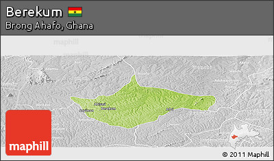 Physical Panoramic Map of Berekum, lighten, desaturated