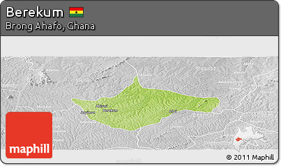Physical Panoramic Map of Berekum, lighten, desaturated