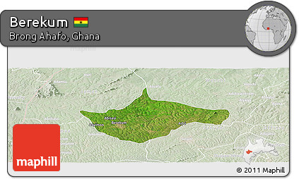 Satellite Panoramic Map of Berekum, lighten