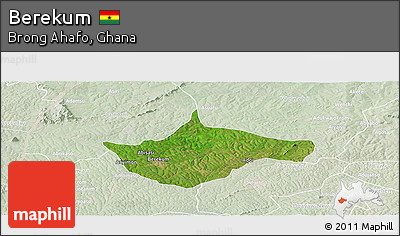 Satellite Panoramic Map of Berekum, lighten