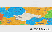 Shaded Relief Panoramic Map of Berekum, political outside