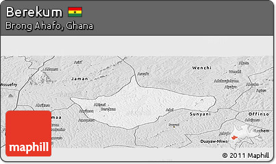 Silver Style Panoramic Map of Berekum