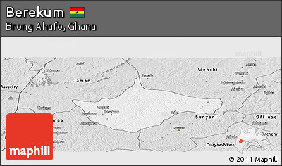 Silver Style Panoramic Map of Berekum