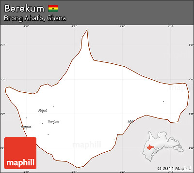 Classic Style Simple Map of Berekum, cropped outside