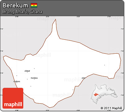 Classic Style Simple Map of Berekum, cropped outside