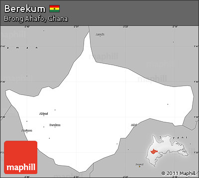 Gray Simple Map of Berekum