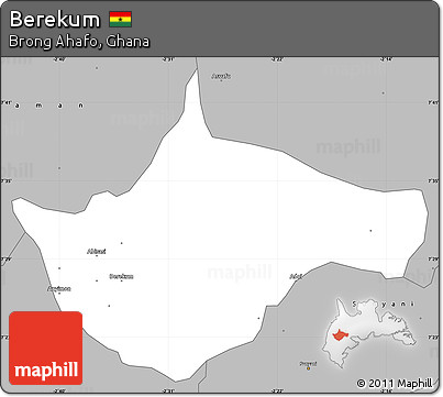 Gray Simple Map of Berekum