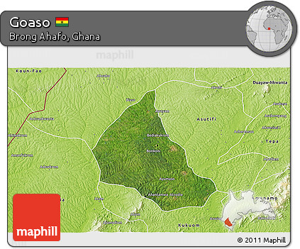 Satellite 3D Map of Goaso, physical outside