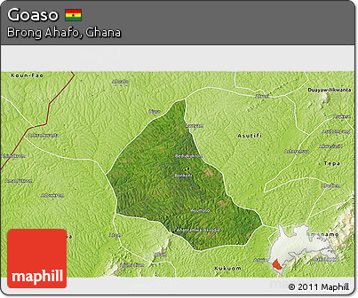 Satellite 3D Map of Goaso, physical outside