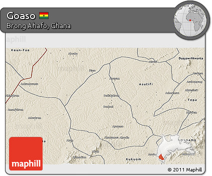 Shaded Relief 3D Map of Goaso