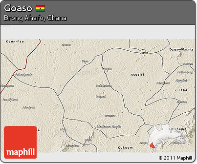 Shaded Relief 3D Map of Goaso