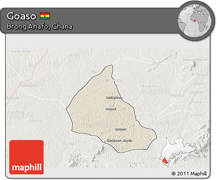 Shaded Relief 3D Map of Goaso, lighten