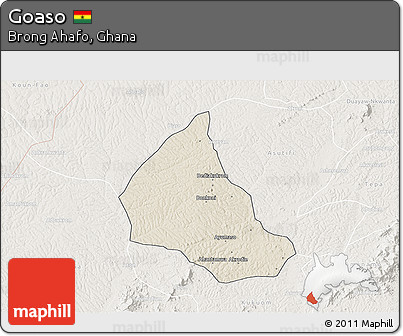 Shaded Relief 3D Map of Goaso, lighten