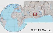 Gray Location Map of Goaso, within the entire country