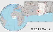 Gray Location Map of Goaso, highlighted country