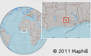 Gray Location Map of Goaso, hill shading
