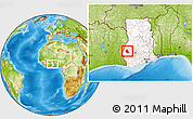 Physical Location Map of Goaso, highlighted country, within the entire country