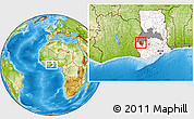Physical Location Map of Goaso, highlighted country, highlighted parent region