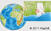 Physical Location Map of Goaso, highlighted country