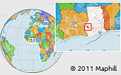 Political Location Map of Goaso, highlighted country