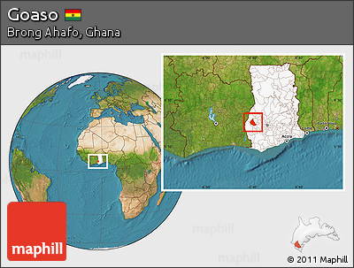 Satellite Location Map of Goaso, highlighted country