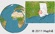 Satellite Location Map of Goaso, highlighted country