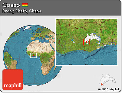 Satellite Location Map of Goaso, highlighted parent region