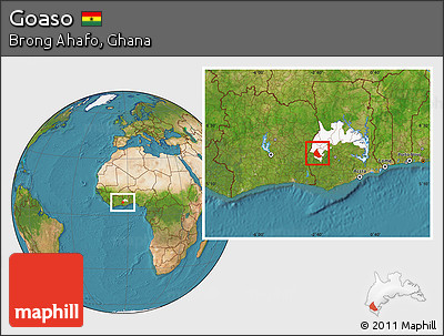 Satellite Location Map of Goaso, highlighted parent region
